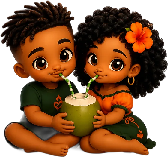 Le couple partage un jus de coco